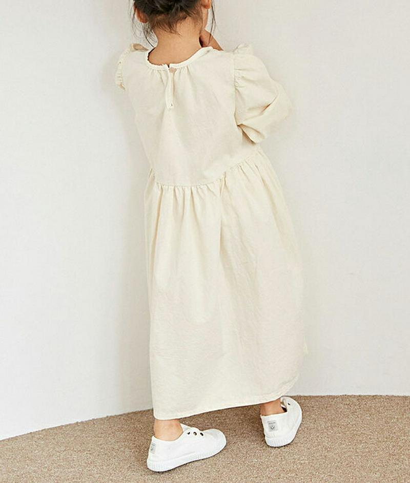 【新作10%OFF】ボリュームスリーブギャザーラウンドワンピース・u05259 キッズ【3~8才】【ops】【ワンピース ロング