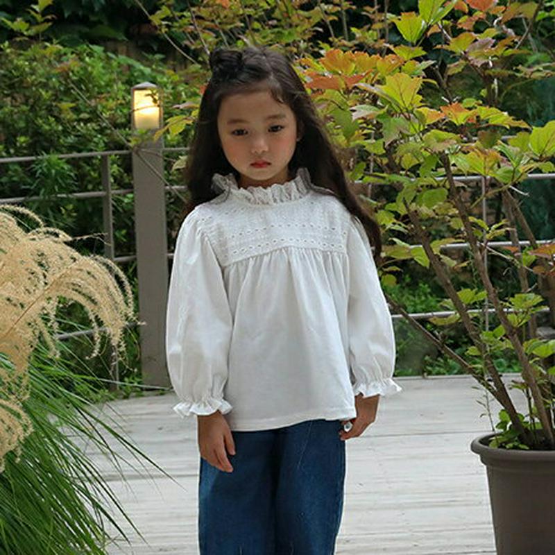 【新作10%OFF】アイレットレースネックブラウス・u05242 キッズ【3~8才】【bl】【トップス ブラウス 長袖 ロングス