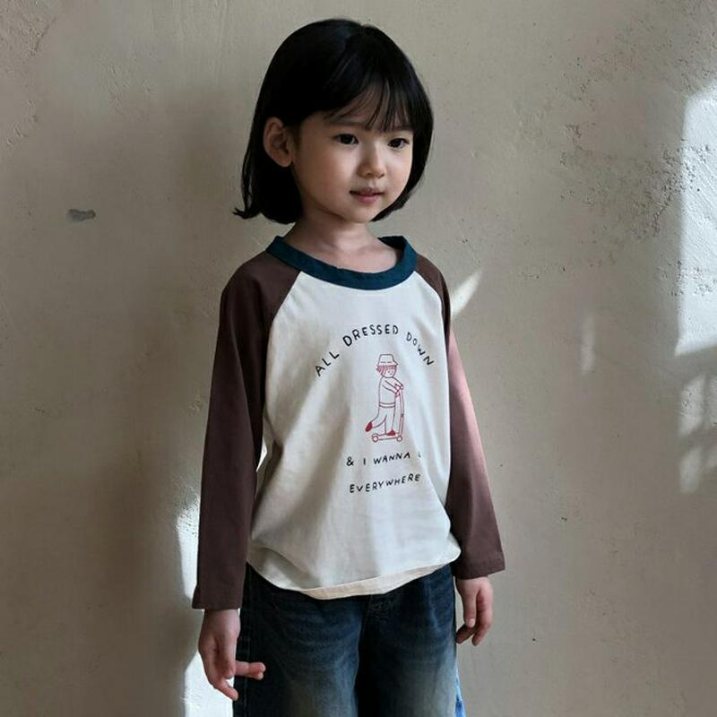 【新作10%OFF】配色ラグランスリーブプリントTシャツ・u05245 キッズ【3~8才】【tops】【トップス Tシャツ ラグ