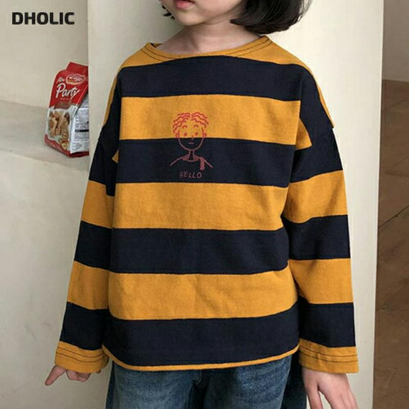 【新作10%OFF】HELLOボーダーTシャツ・u05261 キッズ【3~8才】【tops】【トップス Tシャツ 長袖 ロングス