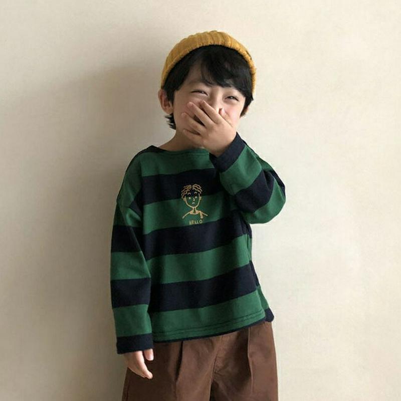 【新作10%OFF】HELLOボーダーTシャツ・u05261 キッズ【3~8才】【tops】【トップス Tシャツ 長袖 ロングス