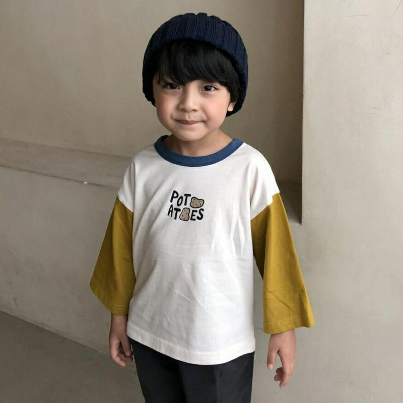 【新作10%OFF】PotatoラグランスリーブTシャツ・u05262 キッズ【3~8才】【tops】【トップス Tシャツ ラグ