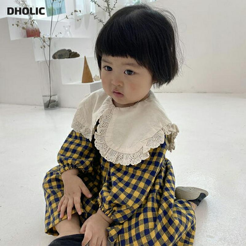 【新作10%OFF】レーススクエアカラーチェックワンピース・u05353 キッズ【3~8才】【ops】【ワンピース ロングワンピ