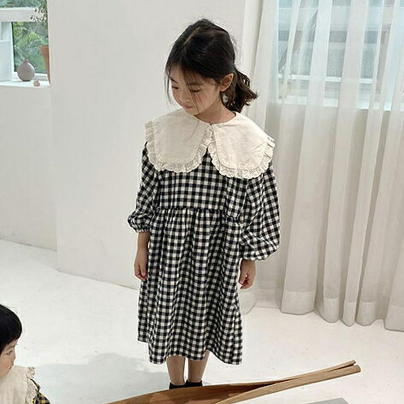 【新作10%OFF】レーススクエアカラーチェックワンピース・u05353 キッズ【3~8才】【ops】【ワンピース ロングワンピ