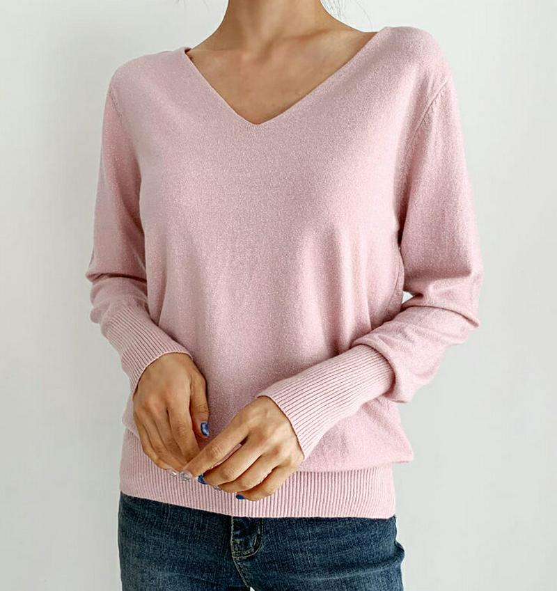 【新作10%OFF】Vネックリブヘムニット・全6色・b56763 レディース【tops】【韓国 ファッション トップス ニット 