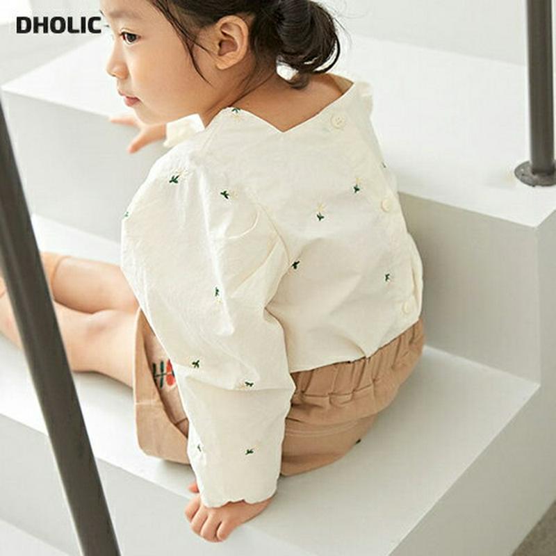 【新作10%OFF】フラワー刺繍スクエアネックブラウス・u05270 キッズ【3~8才】【bl】【トップス ブラウス 長袖 スク