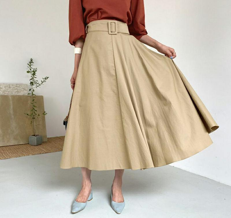 【新作10%OFF】ベルト付フレアスカート・全3色・t56771 レディース【sk】【韓国 ファッション ボトムス スカート ロ