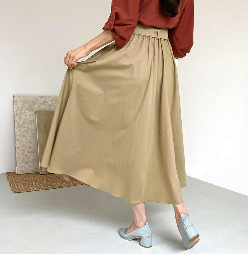 【新作10%OFF】ベルト付フレアスカート・全3色・t56771 レディース【sk】【韓国 ファッション ボトムス スカート ロ