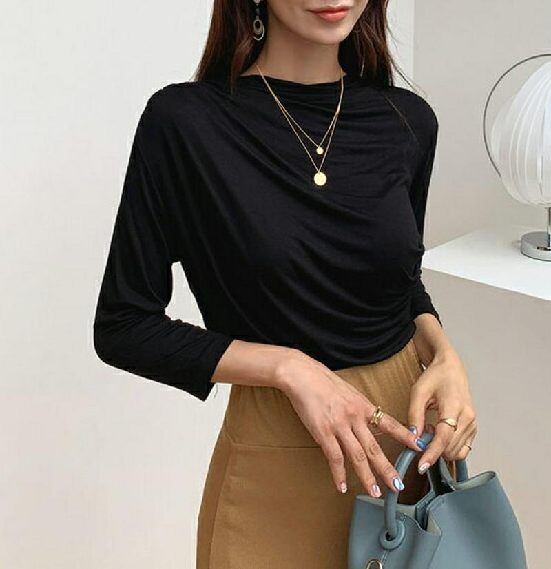 【新作10%OFF】ドレープTシャツ・全4色・b56766 レディース【tops】【韓国 ファッション トップス Tシャツ ハー
