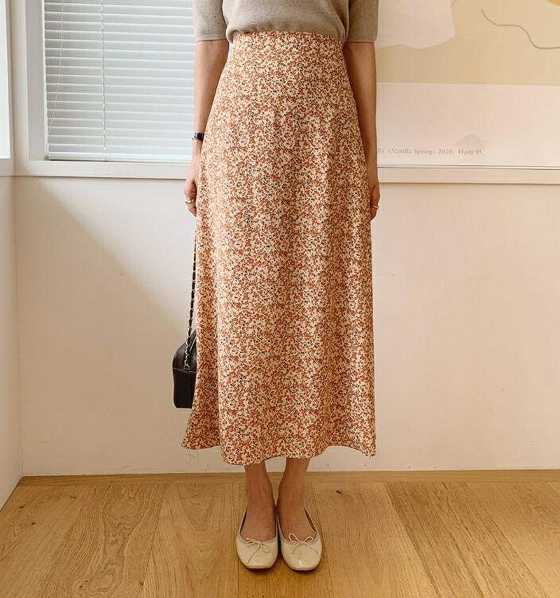 【新作10%OFF】小花柄フレアスカート・全3色・b56772 レディース【sk】【韓国 ファッション ボトムス スカート ロン