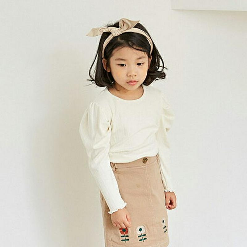 【新作10%OFF】ウェーブヘム長袖Tシャツ・u05281 キッズ【3~8才】【tops】【トップス Tシャツ 長袖 パフスリー