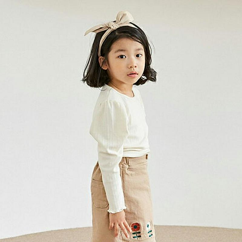 【新作10%OFF】ウェーブヘム長袖Tシャツ・u05281 キッズ【3~8才】【tops】【トップス Tシャツ 長袖 パフスリー