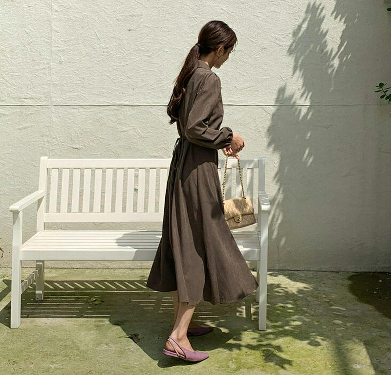 【新作10%OFF】開襟リボンボタンワンピース・全2色・t56758 レディース【ops】【韓国 ファッション ワンピース ロン