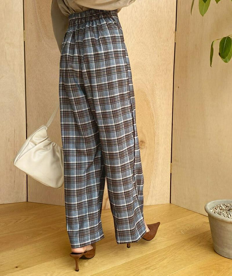 【新作10%OFF】チェックワイドパンツ・全2色・t56775 レディース【pt】【韓国 ファッション ボトムス ズボン パンツ