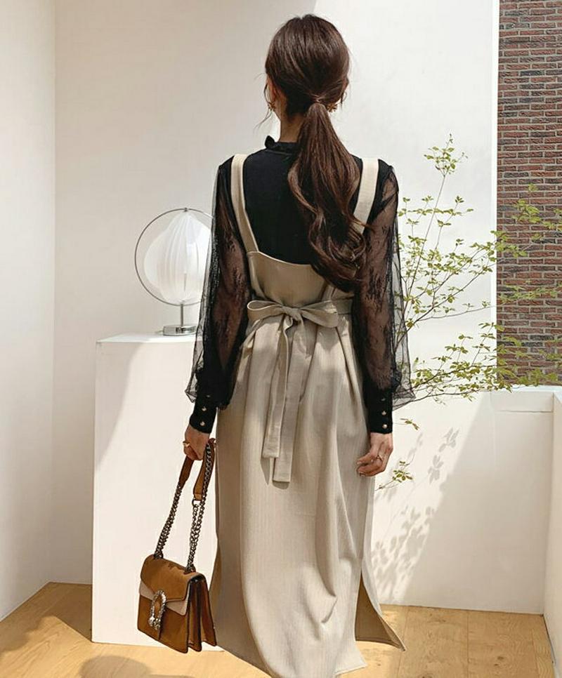 【新作10%OFF】ヘリンボーンリボンワンピース・全3色・t56757 レディース【ops】【韓国 ファッション ワンピース ロ