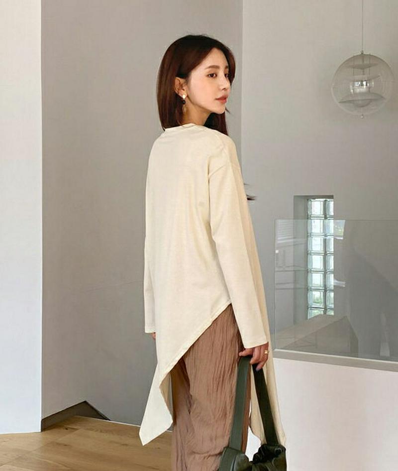 【新作10%OFF】ダイアゴナルアンバランスTシャツ・全4色・b56761 レディース【tops】【韓国 ファッション トップス