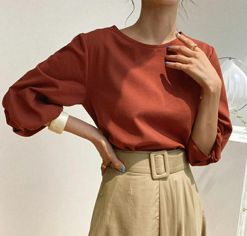 【新作10%OFF】ツイストスリーブTシャツ・全4色・b56768 レディース【tops】【韓国 ファッション トップス Tシャ