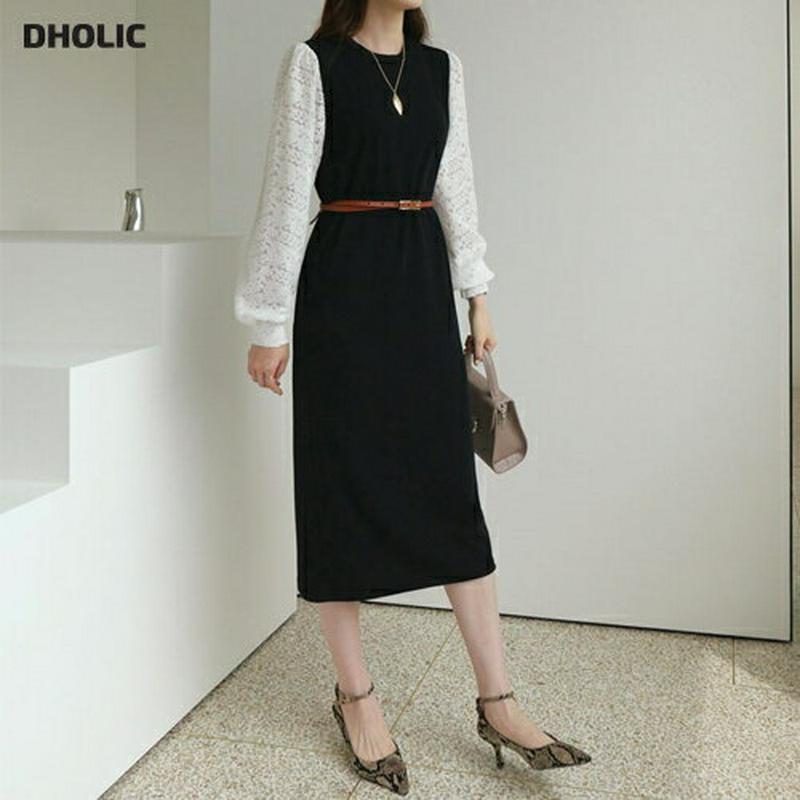 【新作10%OFF】ストラップ付レーススリーブワンピース・全3色・b63773 レディース【ops】【ワンピース ロング ロング