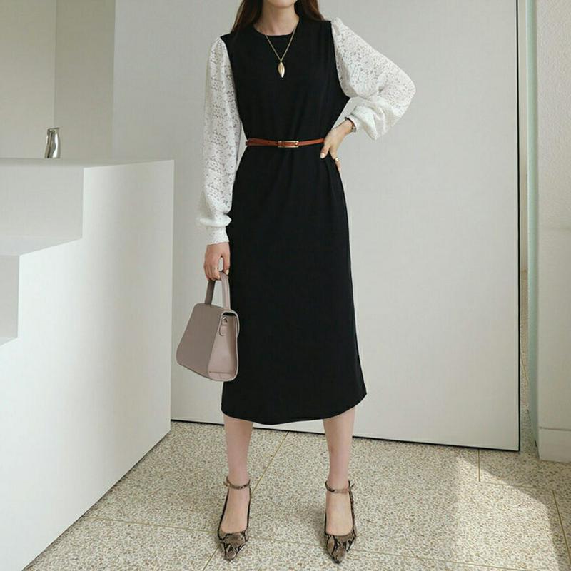 【新作10%OFF】ストラップ付レーススリーブワンピース・全3色・b63773 レディース【ops】【ワンピース ロング ロング