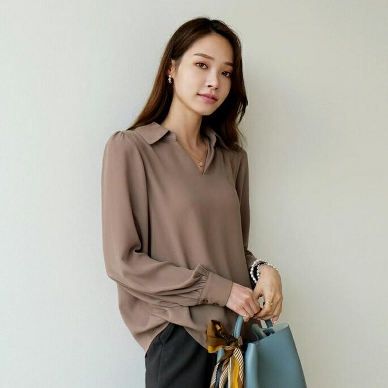 【新作10%OFF】ネックスリットカラーブラウス・全3色・b63760 レディース【bl】【トップス ブラウス 長袖 スリット 