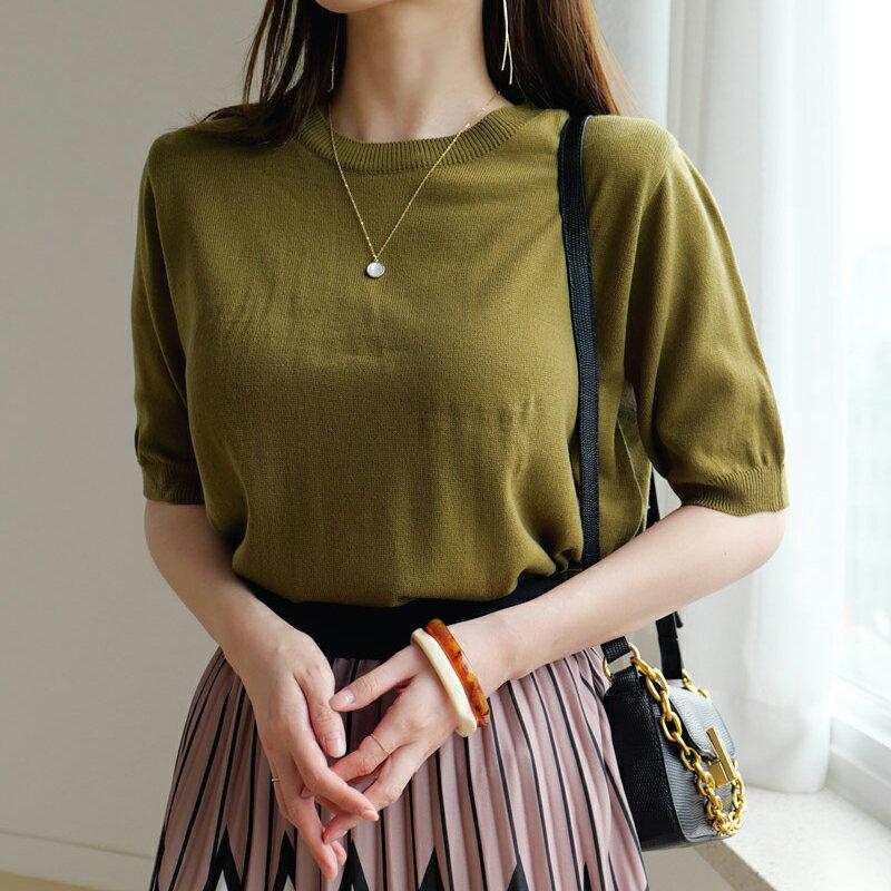 【新作10%OFF】ハーフスリーブニット・全6色・b63758 レディース【tops】【トップス ニット ニットトップス 半袖 