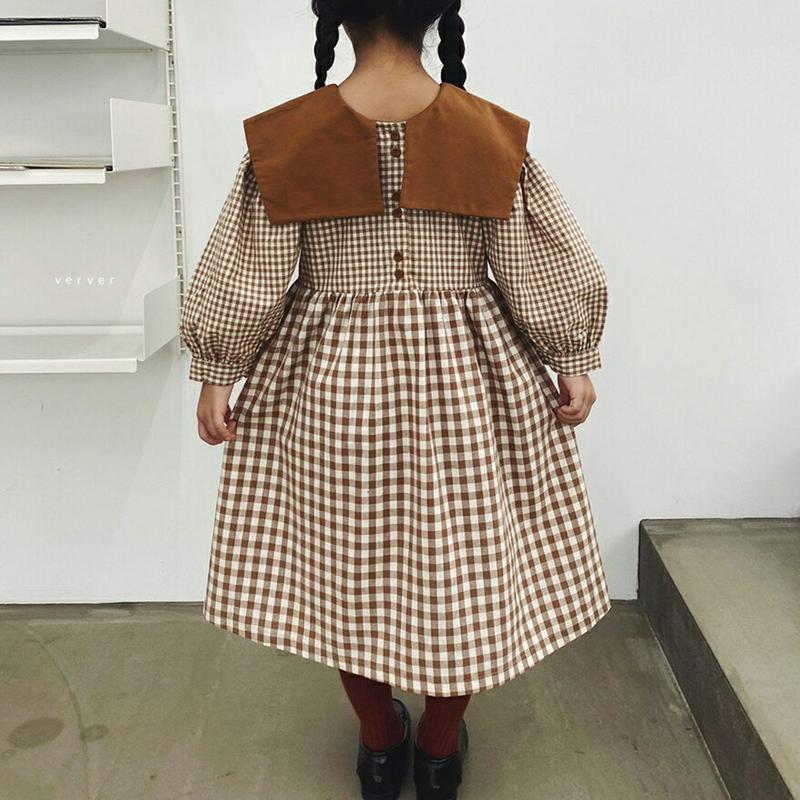 【新作10%OFF】スクエアセーラーカラーチェック柄ワンピース・u05574 キッズ【3~8才】【ops】【ワンピース ロングワ