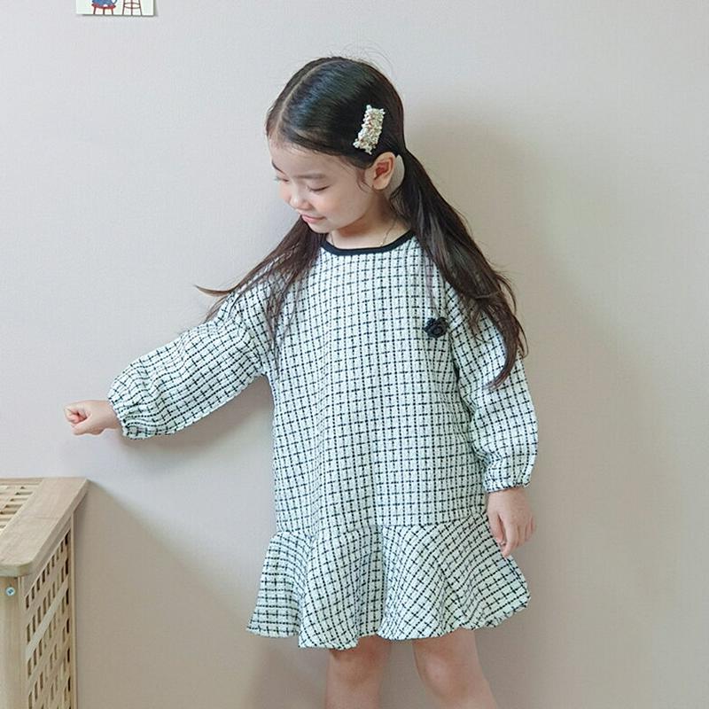 【新作10%OFF】フレアヘムチェック柄ワンピース・u05412 キッズ【3~8才】【ops】【ワンピース 長袖 ラウンドネック