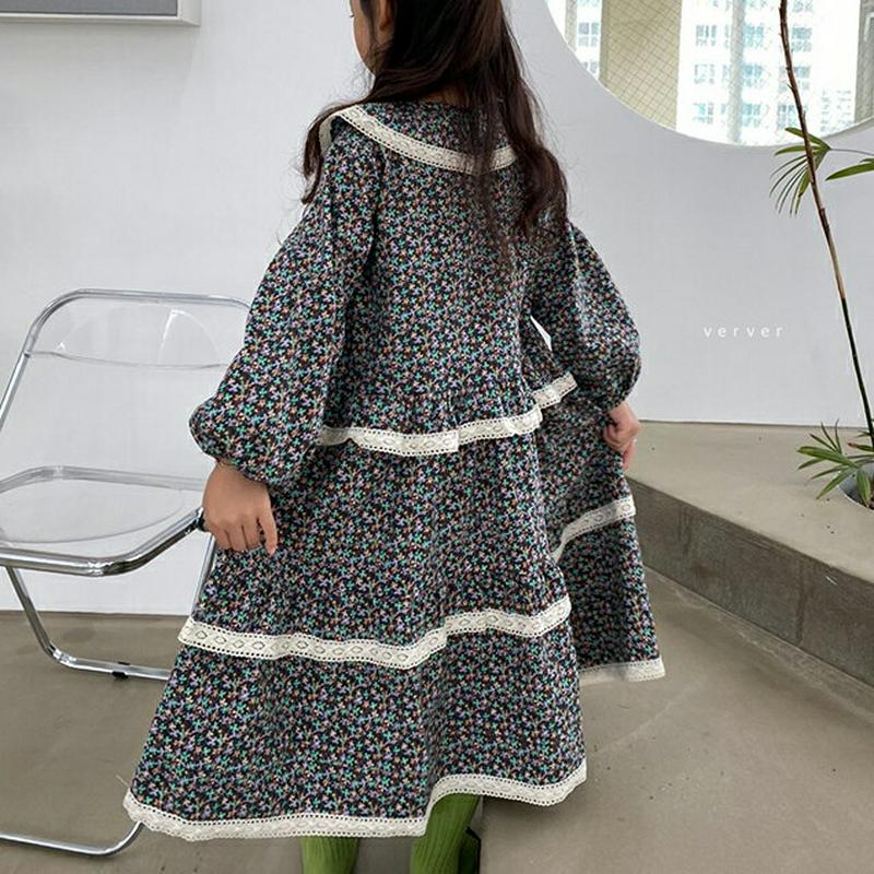 【新作10%OFF】【送料無料】レースライン花柄ティアードワンピース・u05580 キッズ【3~8才】【ops】【ワンピース ロ