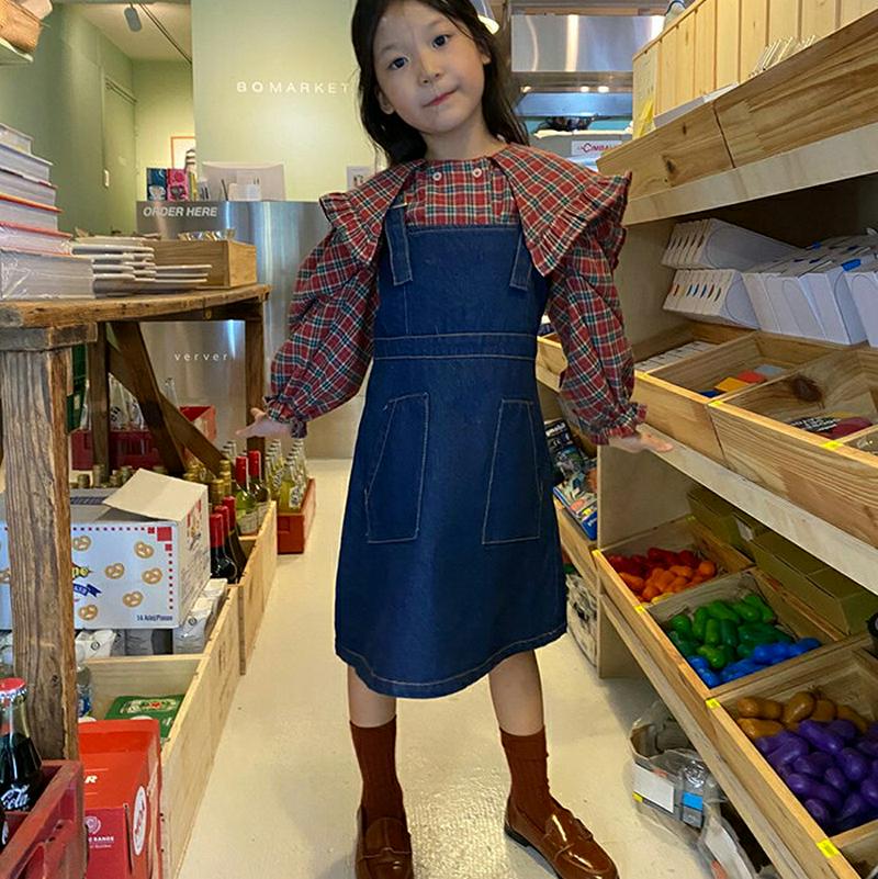 【新作10%OFF】スクエアバックルデニムサロペットスカート・u05555 キッズ【3~8才】【ops】【ワンピース スカート 