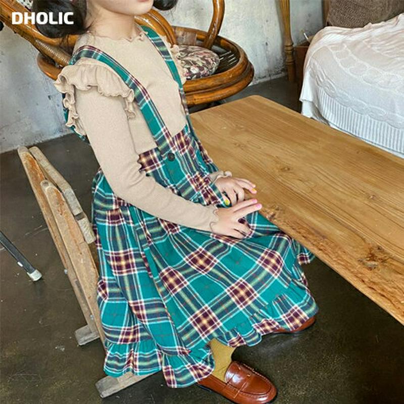 【新作10%OFF】ストラップチェック柄スカート・u05577 キッズ【3~8才】【sk】【ボトムス スカート ロング丈 ロング