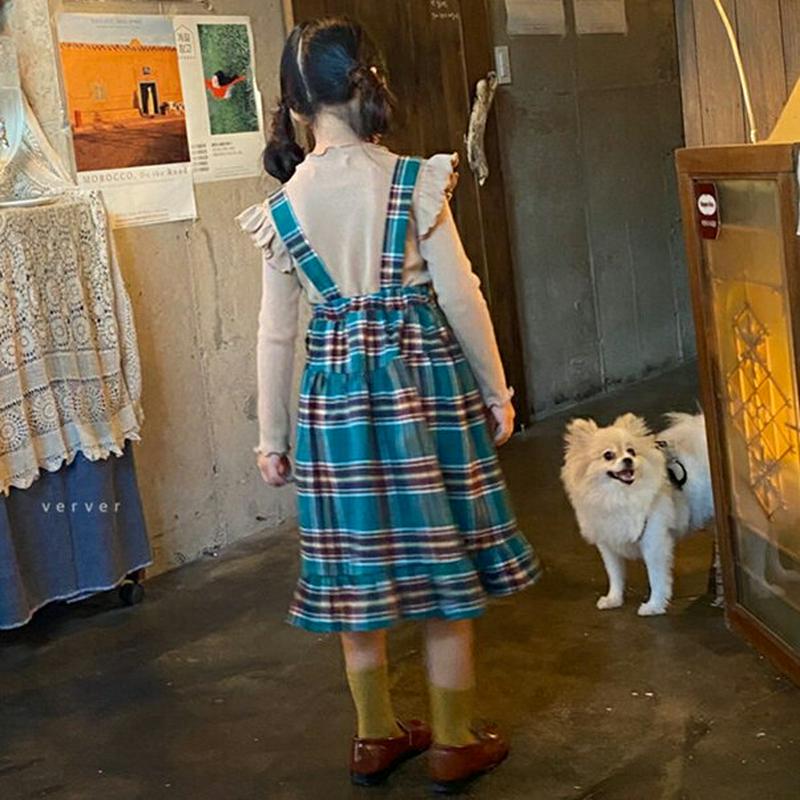 【新作10%OFF】ストラップチェック柄スカート・u05577 キッズ【3~8才】【sk】【ボトムス スカート ロング丈 ロング