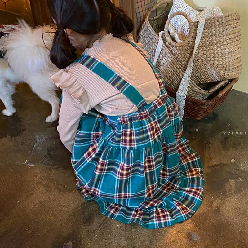 【新作10%OFF】ストラップチェック柄スカート・u05577 キッズ【3~8才】【sk】【ボトムス スカート ロング丈 ロング