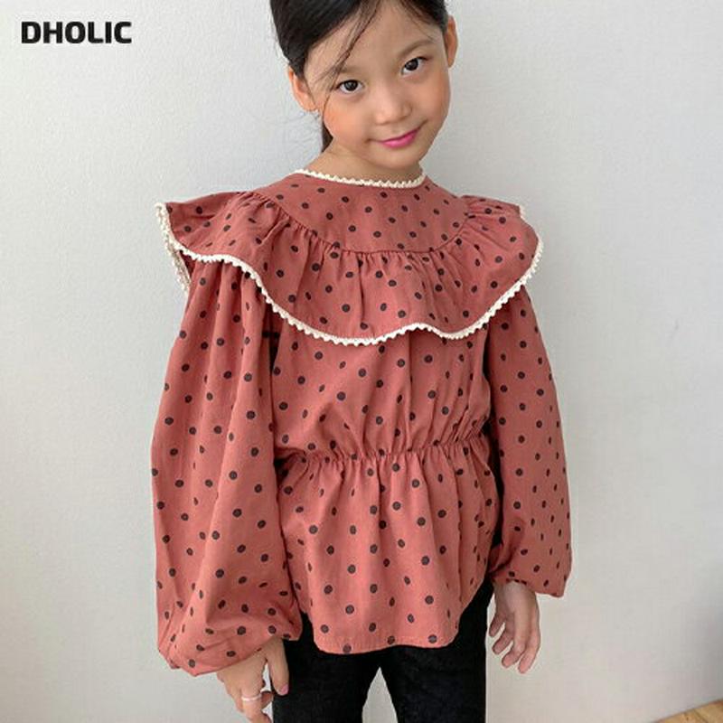 【新作10%OFF】ドットラバティンカラーブラウス・u05537 キッズ【3~8才】【bl】【トップス ブラウス ロングスリーブ