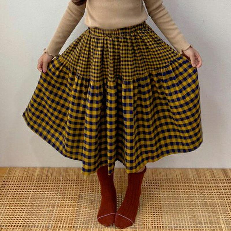 【新作10%OFF】チェックティアードスカート・u05567 キッズ【3~8才】【sk】【ボトムス スカート ロング丈 ロングス