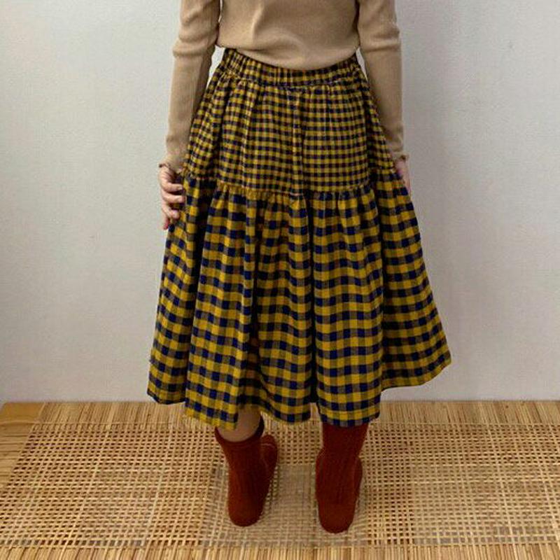 【新作10%OFF】チェックティアードスカート・u05567 キッズ【3~8才】【sk】【ボトムス スカート ロング丈 ロングス