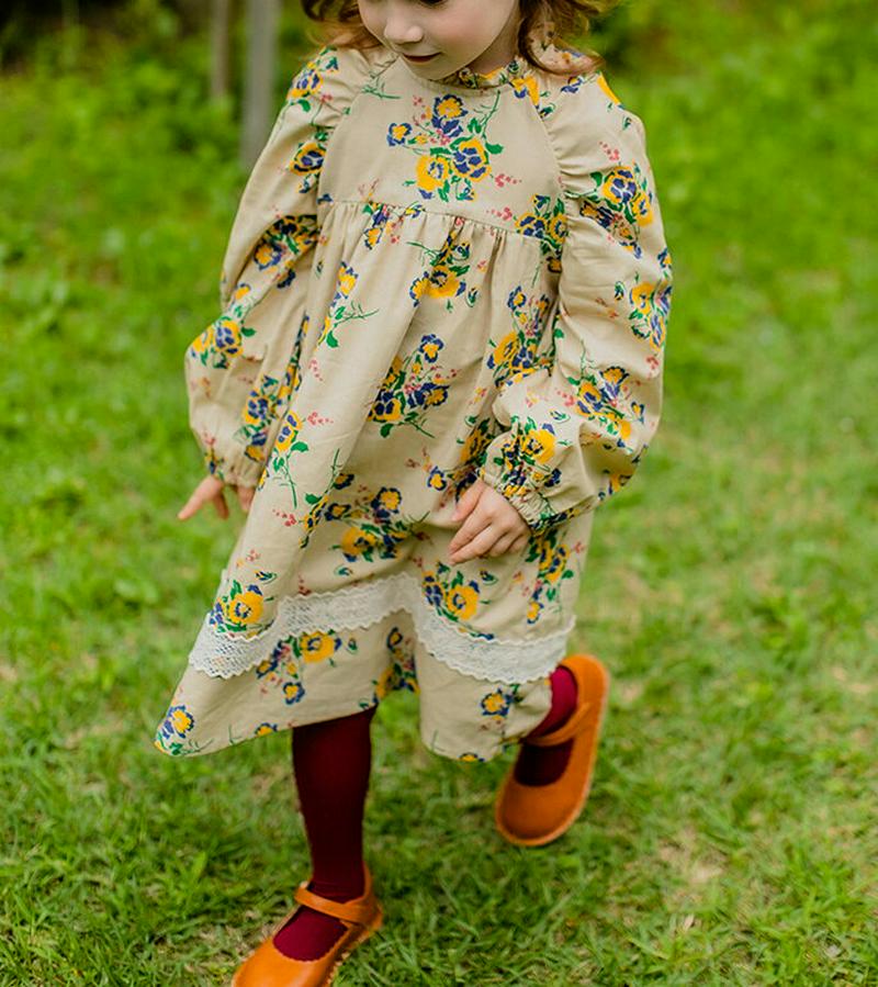 【新作10%OFF】ボリュームスリーブ花柄ワンピース・u05411 キッズ【3~8才】【ops】【ワンピース ロング ロングワン