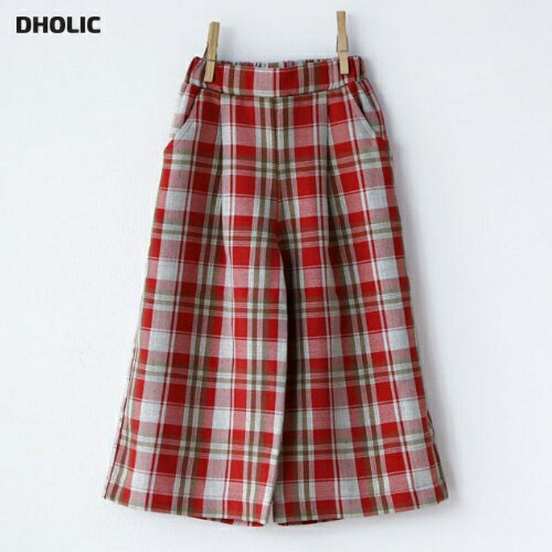 【新作10%OFF】チェック柄ワイドパンツ・u05545 キッズ【3~8才】【pt】【ボトムス パンツ ズボン 長ズボン ワイド