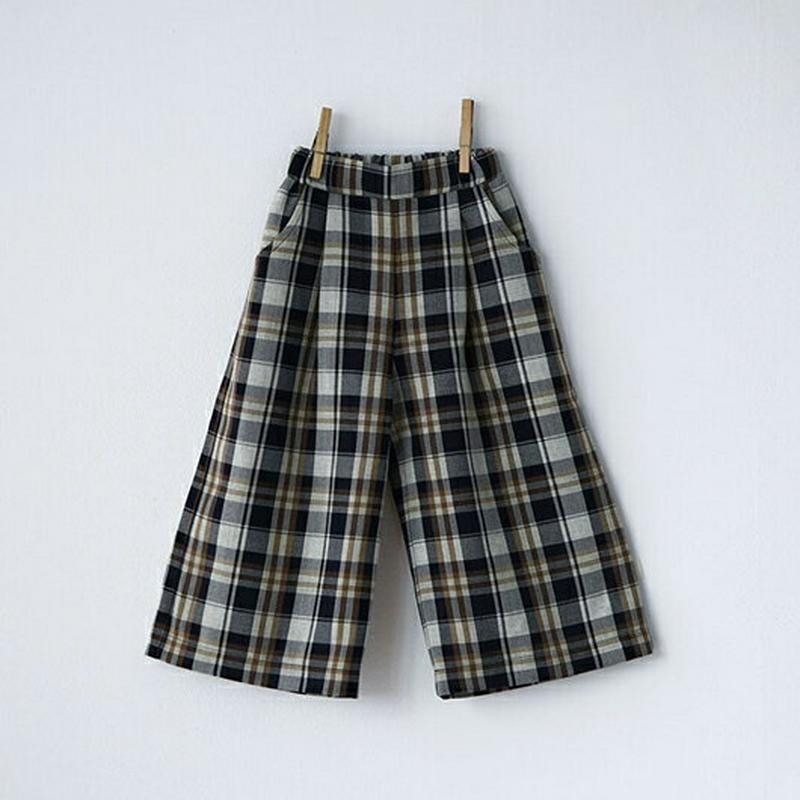 【新作10%OFF】チェック柄ワイドパンツ・u05545 キッズ【3~8才】【pt】【ボトムス パンツ ズボン 長ズボン ワイド