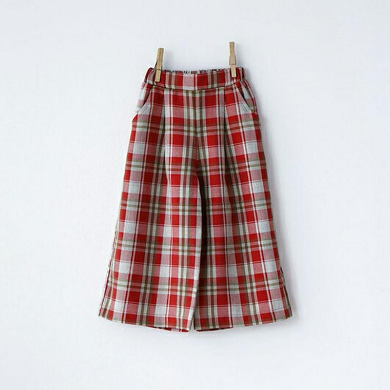 【新作10%OFF】チェック柄ワイドパンツ・u05545 キッズ【3~8才】【pt】【ボトムス パンツ ズボン 長ズボン ワイド