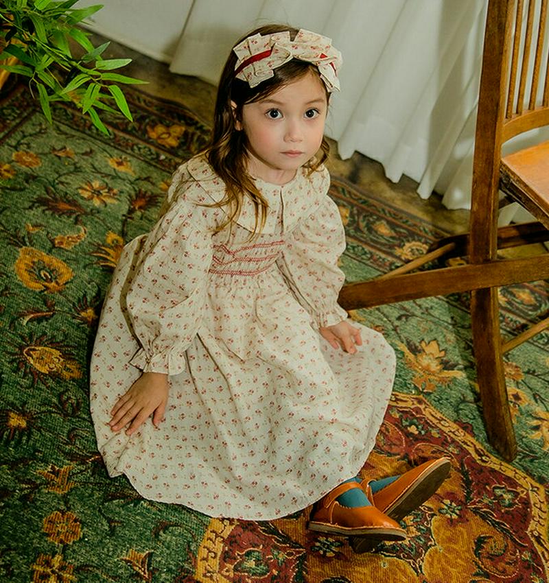 【新作10%OFF】シャーリングラインパターンワンピース・u05417 キッズ【3~8才】【ops】【ワンピース ロング ロング