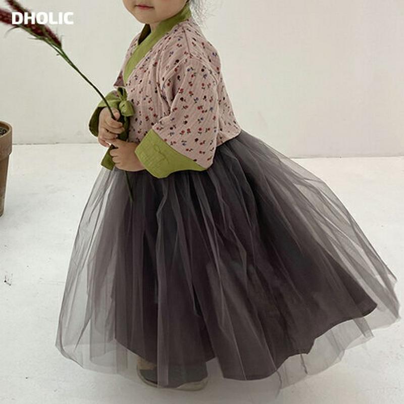 【新作10%OFF】【送料無料】花柄チュールスカート韓服SET・u05327 キッズ【3~8才】【set】【韓服 セット set