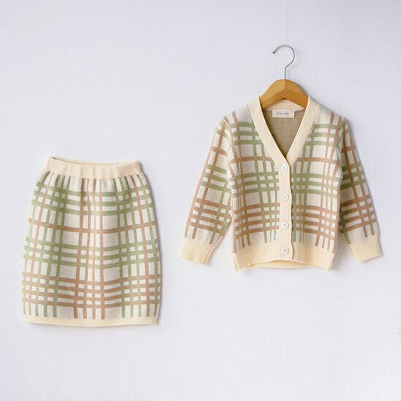 【新作10%OFF】チェックニットカーデ上下SET・u05550 キッズ【3~8才】【set】【セットアップ セット setup