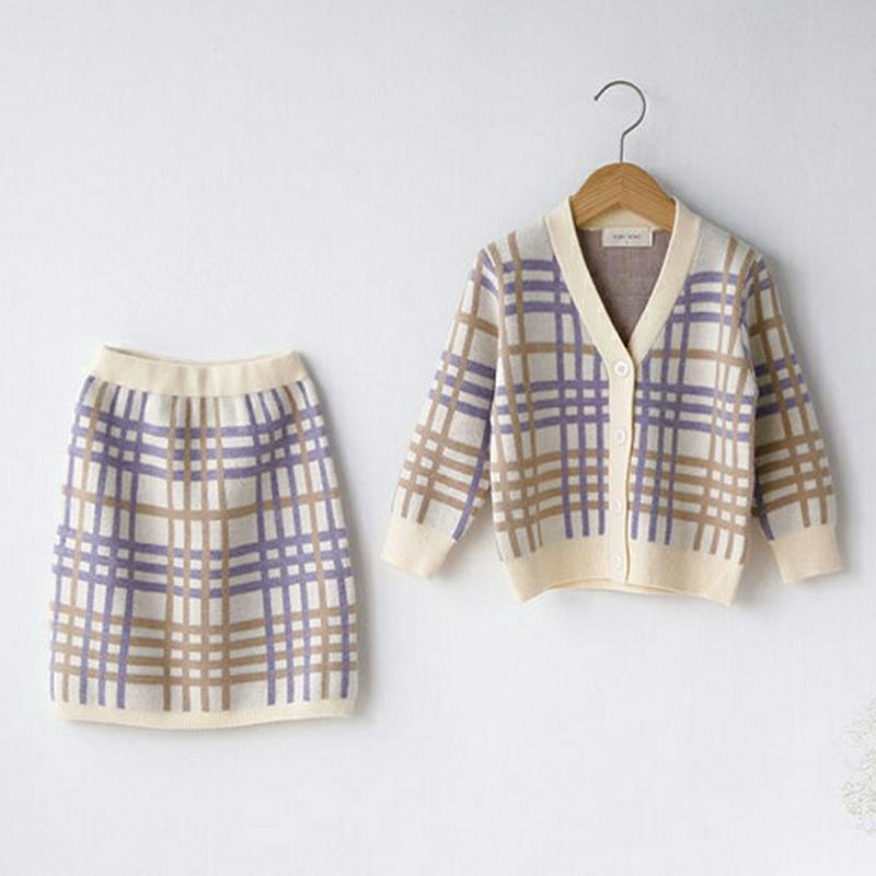 【新作10%OFF】チェックニットカーデ上下SET・u05550 キッズ【3~8才】【set】【セットアップ セット setup