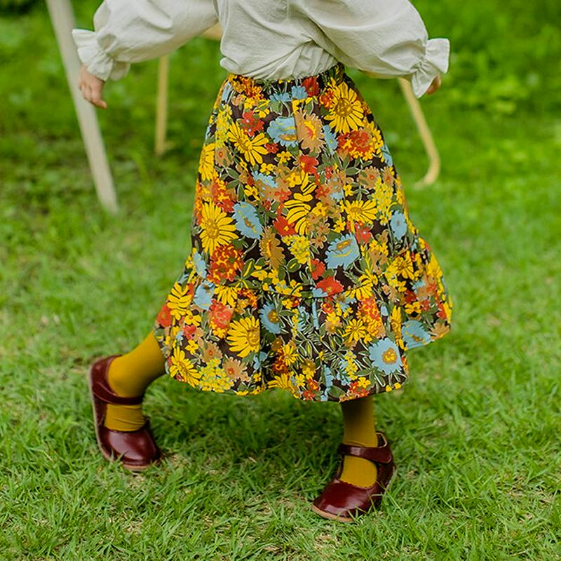 【新作10%OFF】フラワーパターンフレアスカート・u05433 キッズ【3~8才】【sk】【スカート ロングスカート ロング 