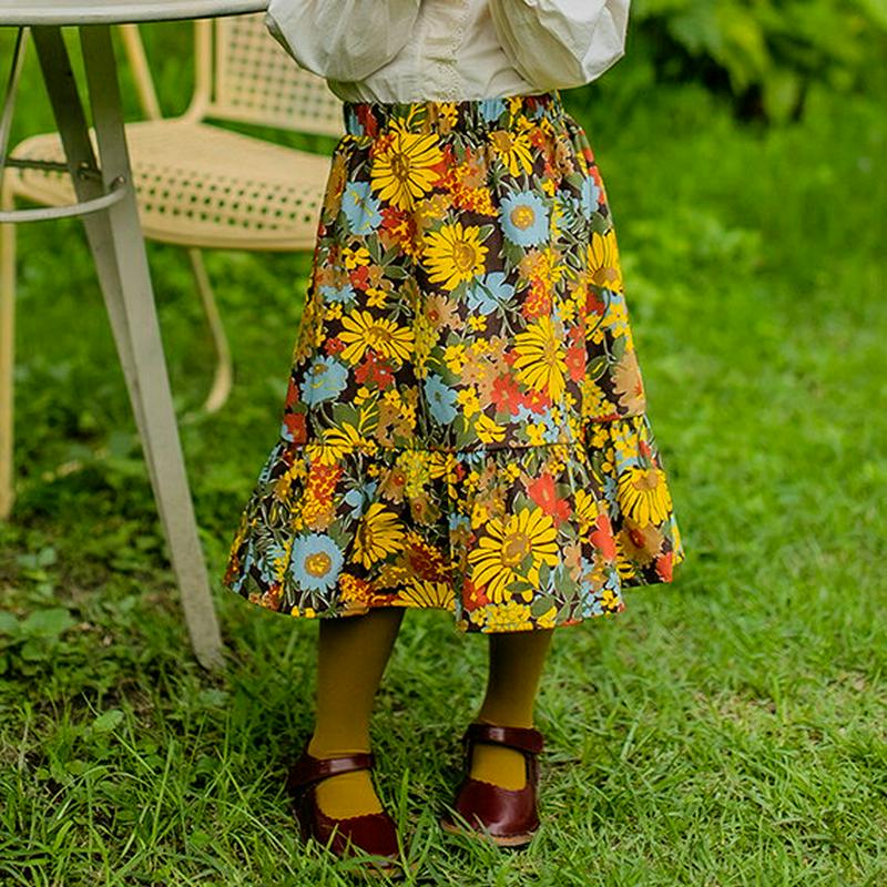 【新作10%OFF】フラワーパターンフレアスカート・u05433 キッズ【3~8才】【sk】【スカート ロングスカート ロング 