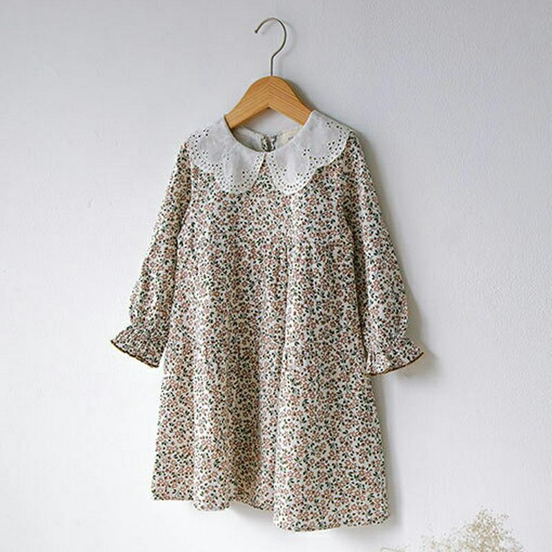 【新作10%OFF】アイレットレース花柄ワンピース・u05592 キッズ【3~8才】【ops】【ワンピース 長袖 ロングスリーブ