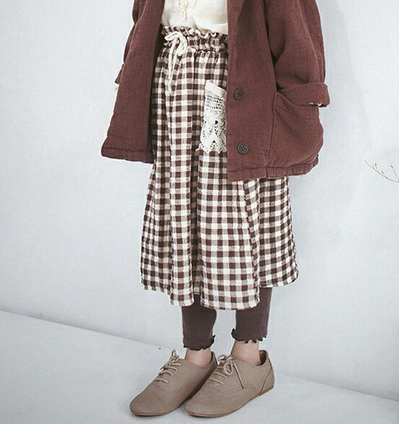 【新作10%OFF】レースポケットチェック柄スカート・u05587 キッズ【3~8才】【sk】【スカート ロングスカート チェッ