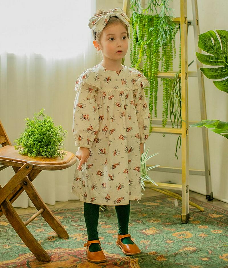 【新作10%OFF】フレアショルダー花柄ワンピース・u05430 キッズ【3~8才】【ops】【ワンピース ミディ丈 ミディワン