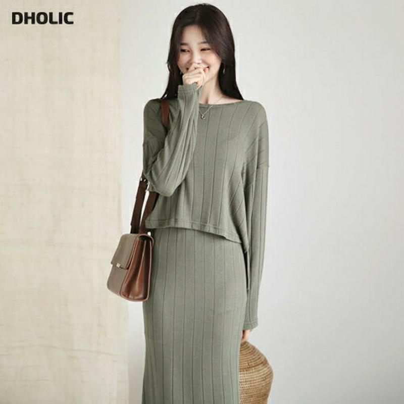 【新作10%OFF】リブTシャツ&スカートSET・全3色・b47966 レディース【ops】【韓国 ファッション セットアップ 