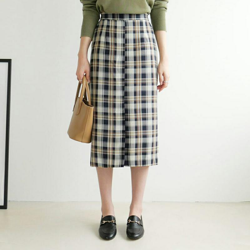 【新作10%OFF】スリットチェックスカート・全2色・b63917 レディース【sk】【スカート ミディ丈 ミディスカート チェ